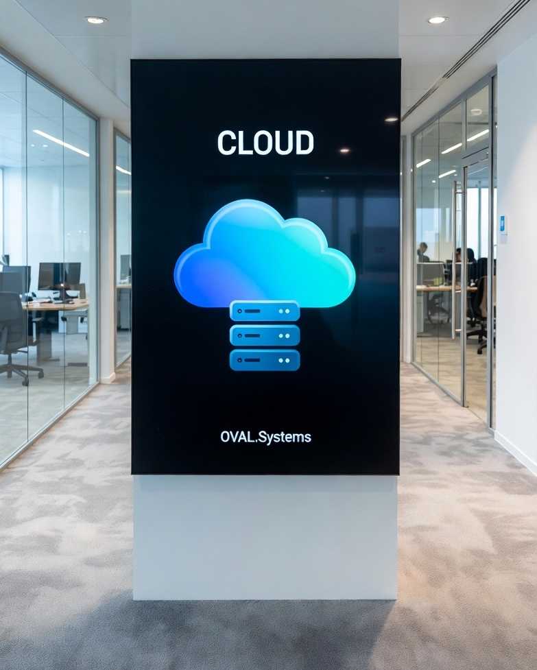 Cloud-Illustration mit Servern und Wolke
